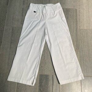 Lisette L Montreal Stretch Flat Front Wide Leg Cropped Pull On Pants White Sz 8